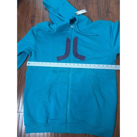 NWT WeSC Hoodie Mens SZ L Blue White Icon Hood Logo Full Zip Sweatshirt - Picture 5 of 7